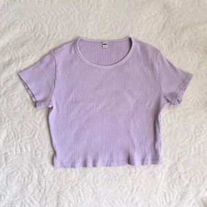 Classic purple ribbed crop top